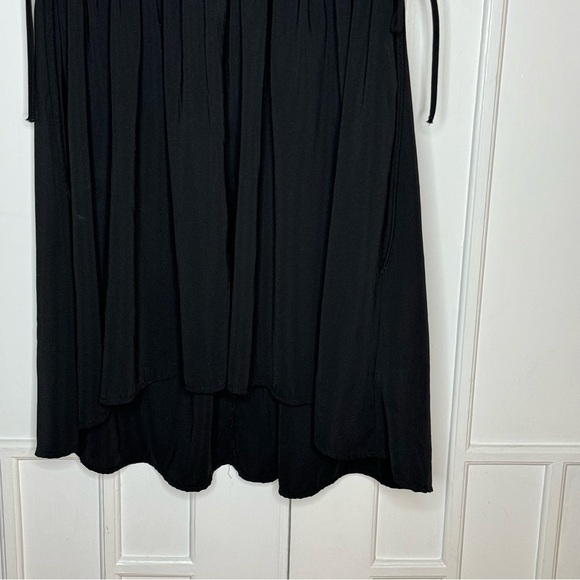 Dex Baby Doll Aline Dress Flirty Ruffles Bows on side Pleated at Waist Black Med - Picture 7 of 16
